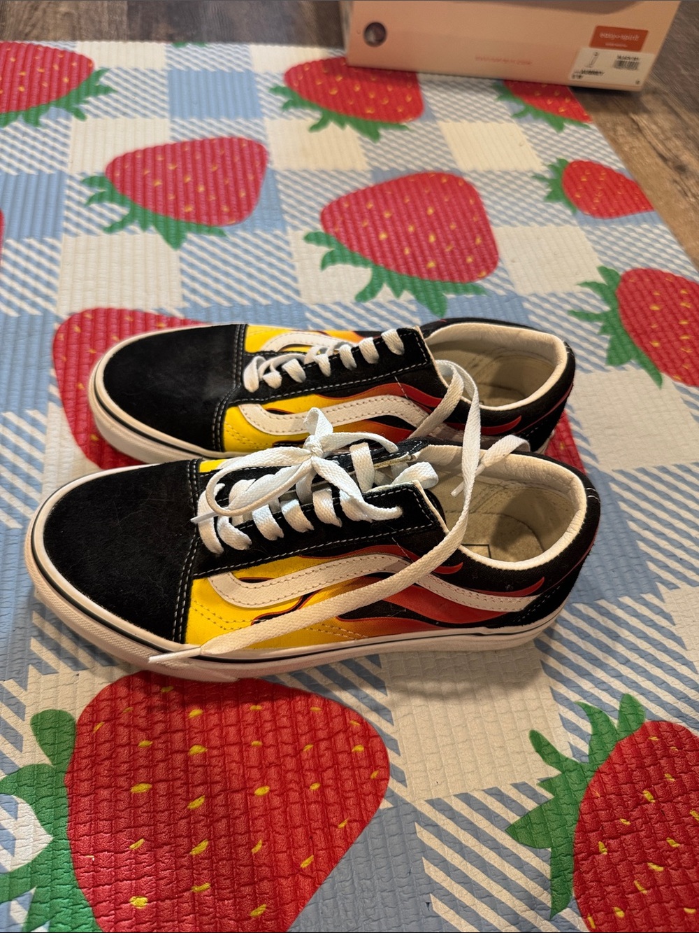 Vans Kids Flame-Accent Black, Yellow & Red Old Skool Sneakers